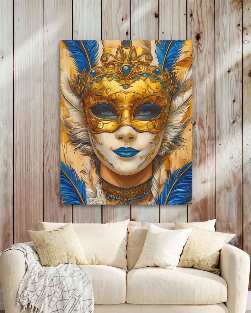 Masked Venetian - Surrealism Wall Art in Black Frame