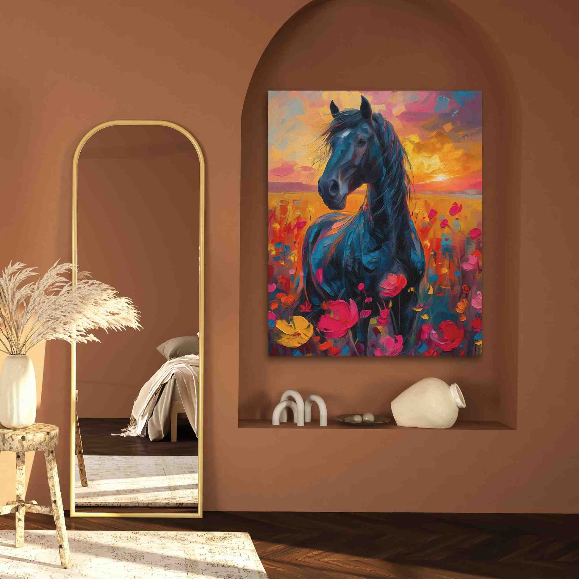 Meadow Charm - Wall Art in Black Frame
