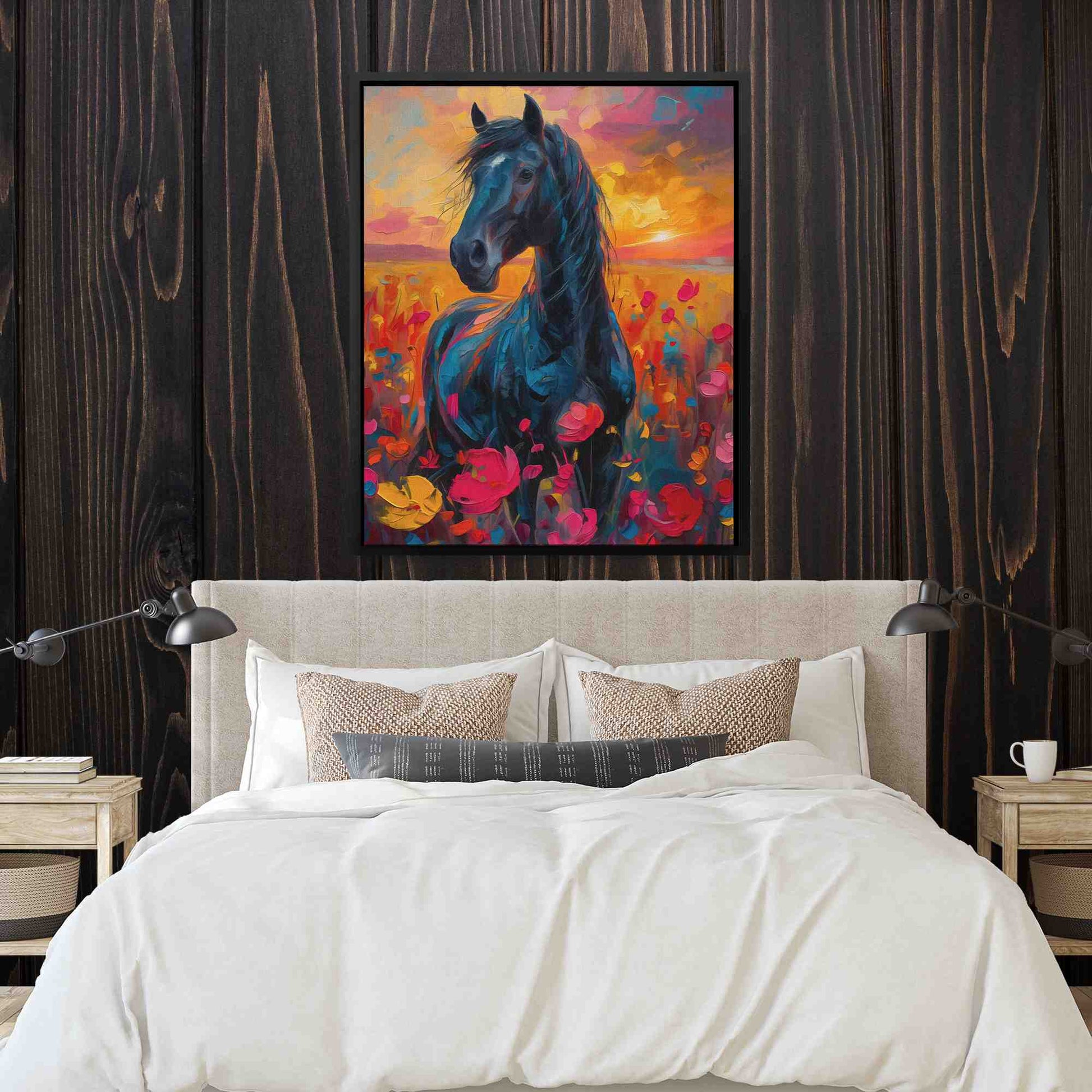 Meadow Charm - Farm Wall Art in Black Frame