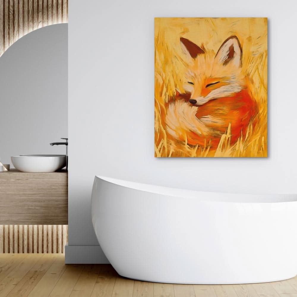Meadow Dreams Fox - Beige Baby Animal Canvas Print