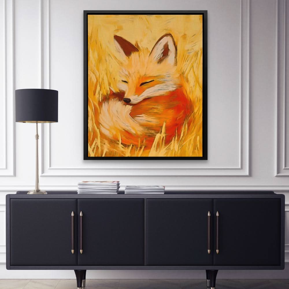 Meadow Dreams Fox - Beige Wall Art for Living Room