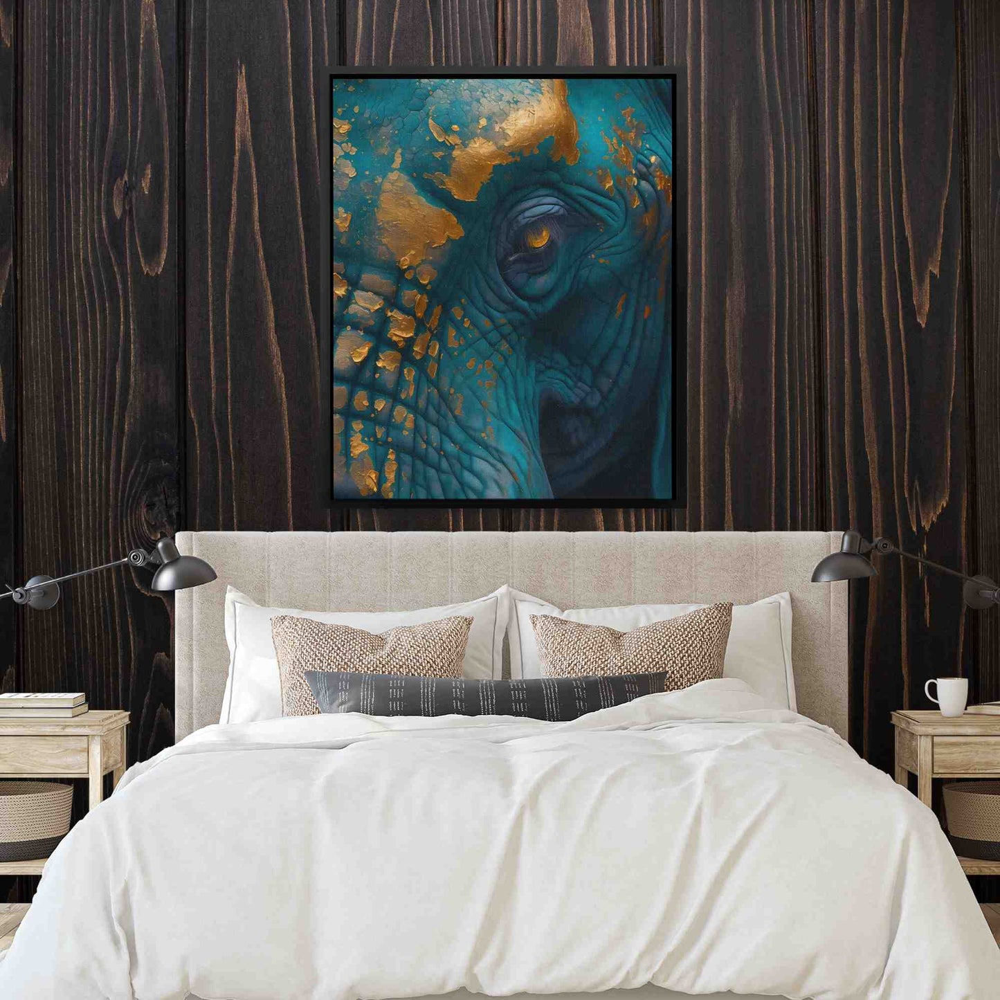 Memory of the Jungle - Elephant Wall Art in Black Frame