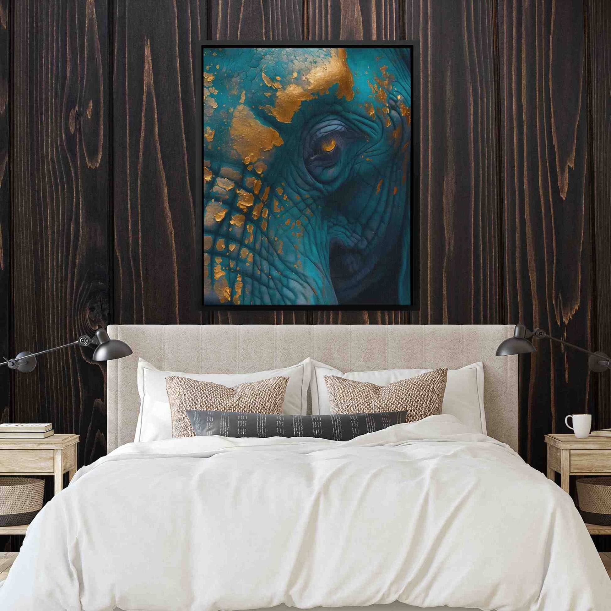 Memory of the Jungle - Elephant Wall Art in Black Frame