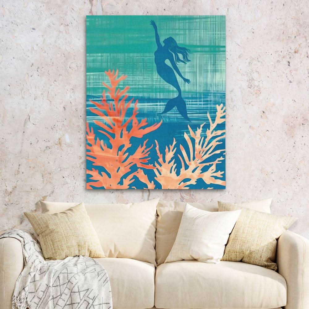Mermaid Dreams - Fantasy Teal Canvas Wall Art
