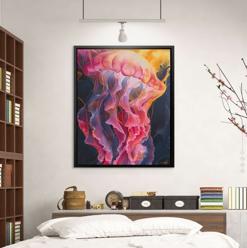 Mesmerizing Jelly - Beach House Wall Art in Black Frame