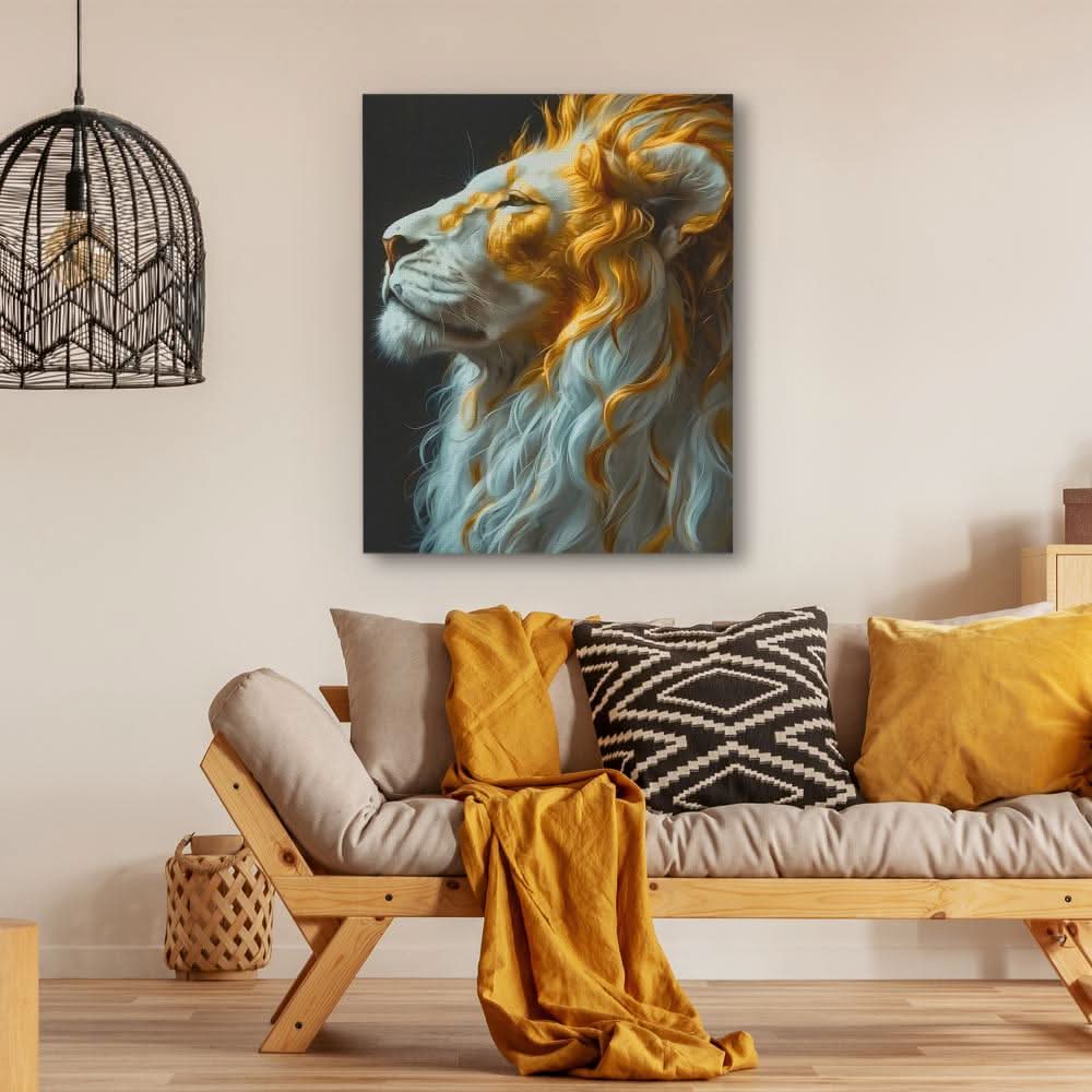 Mesmerizing Lion - Animals Wall Art in Black Frame