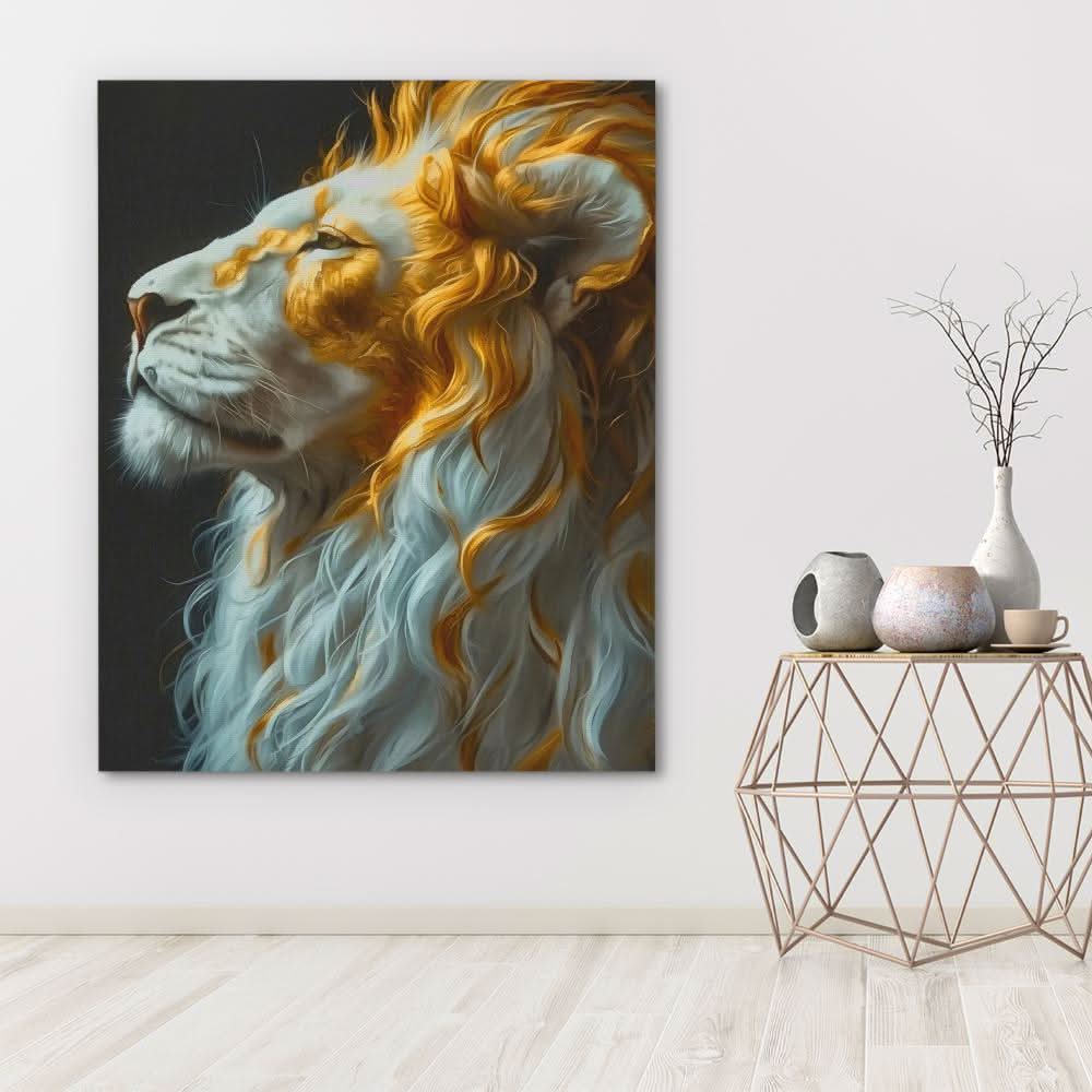 Mesmerizing Lion - Wall Art in Black Frame