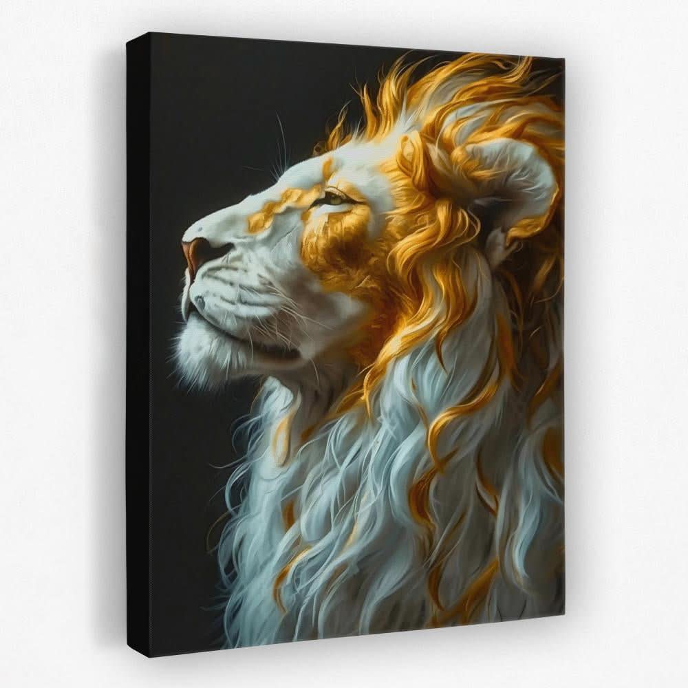 Mesmerizing Lion - Albino Canvas Wall Art
