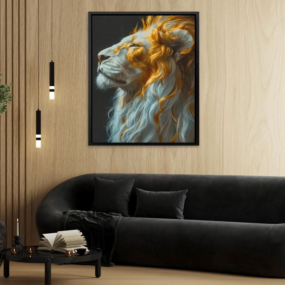 Mesmerizing Lion - Gold Canvas Wall Art