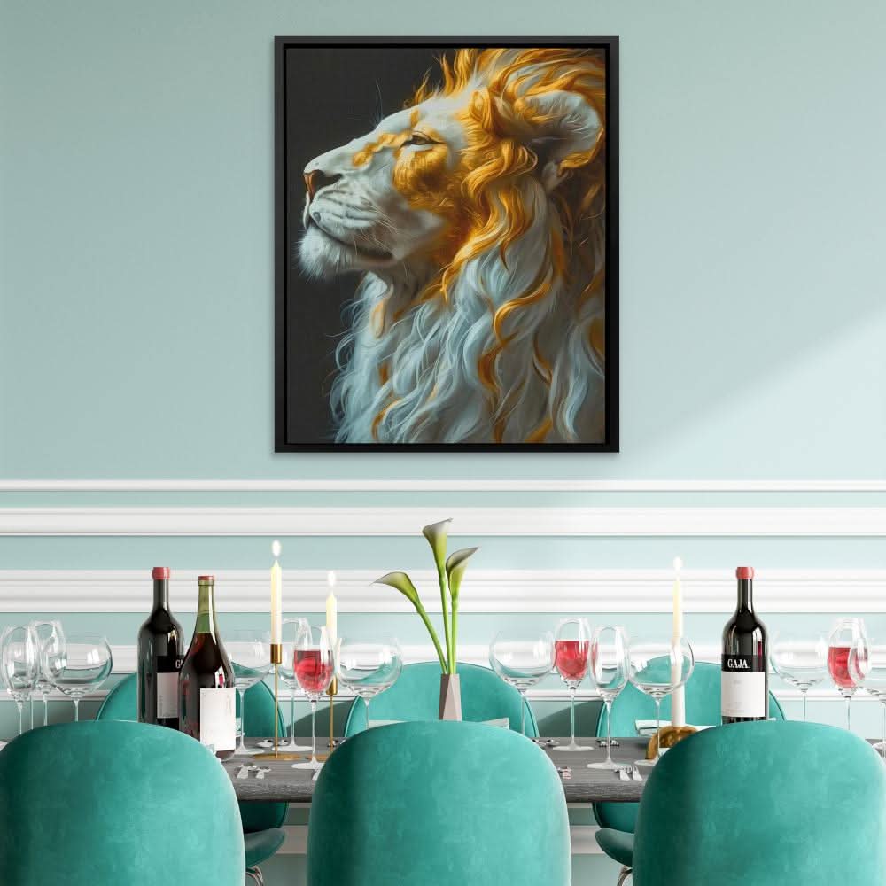 Mesmerizing Lion - Gold Animals Canvas Print