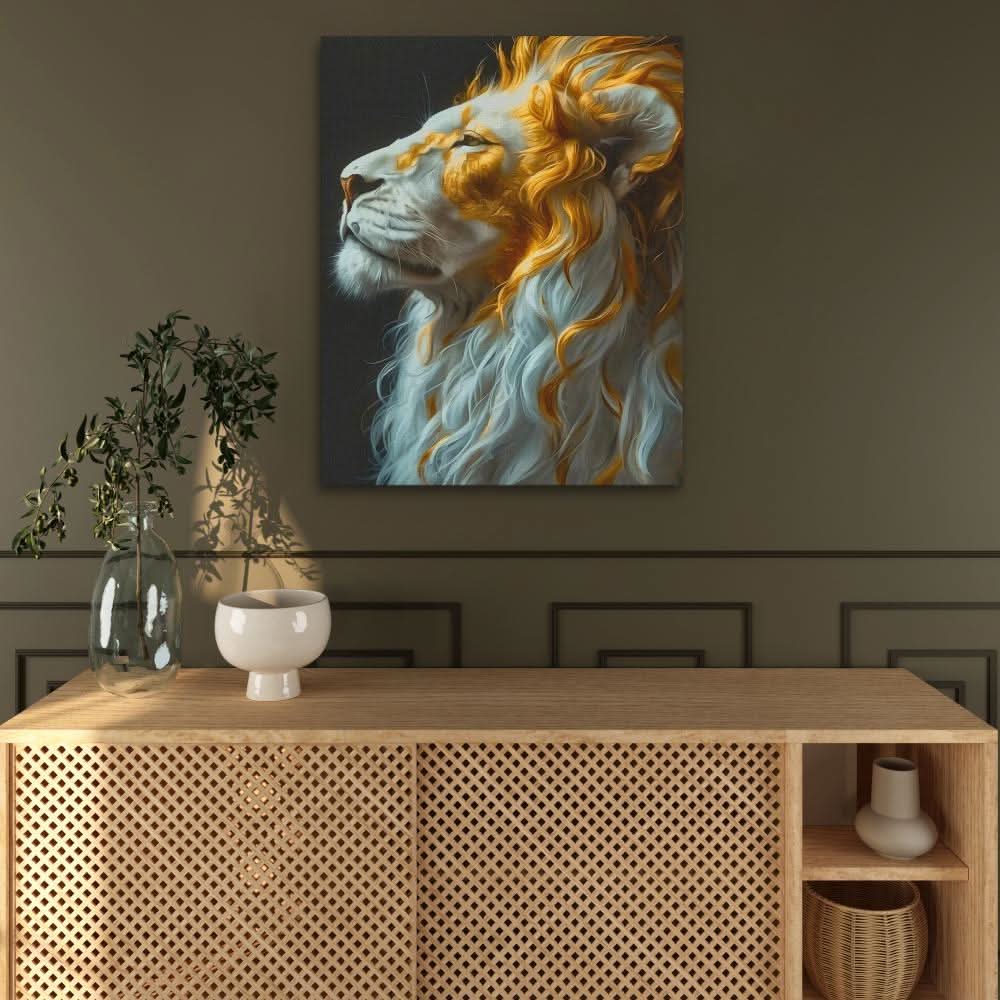 Mesmerizing Lion - Gold Wall Art for Living Room