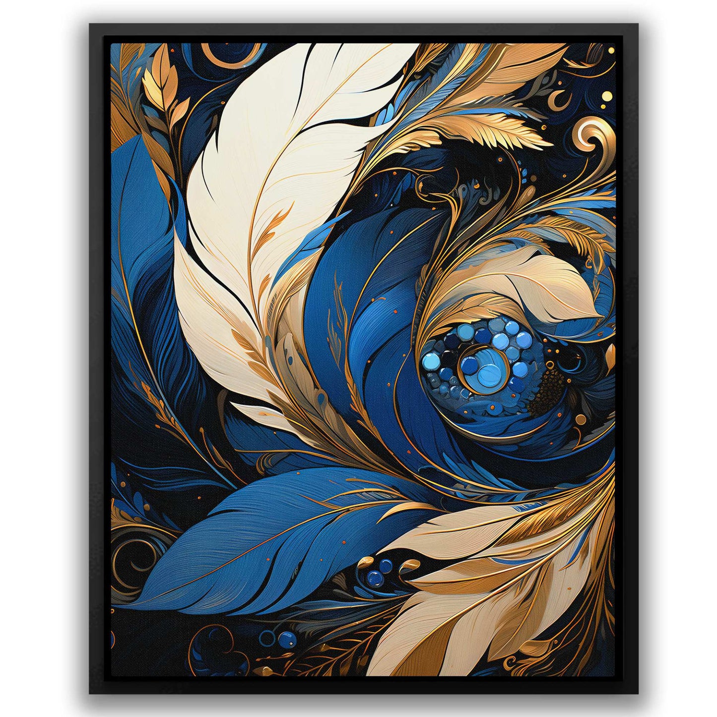 Metallic Blue Feathers - Luxury Wall Art