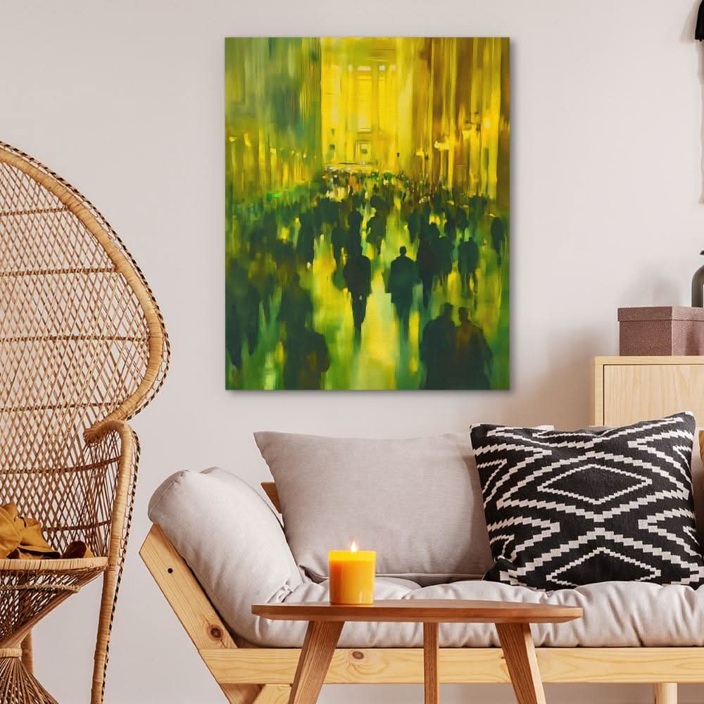 Metropolitan Mirage - Modern Green Canvas Wall Art