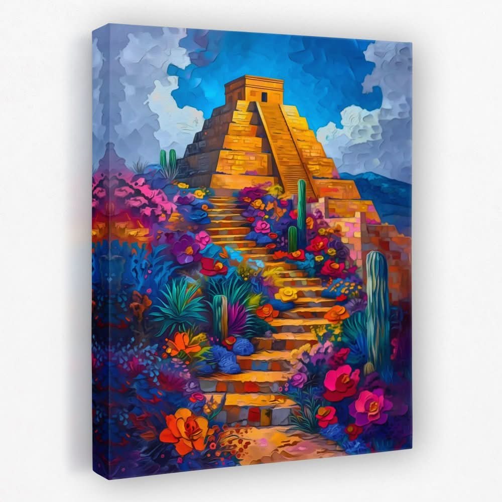 Mexican Pyramid - Floral Canvas Wall Art