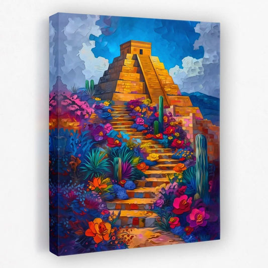 Mexican Pyramid - Floral Canvas Wall Art