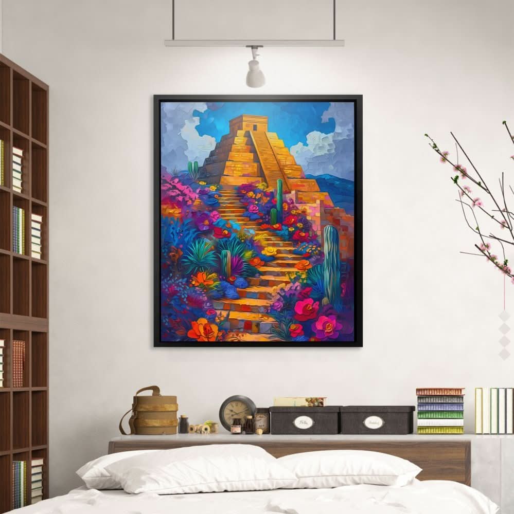 Mexican Pyramid - Contemporary Wall Art in Black Frame