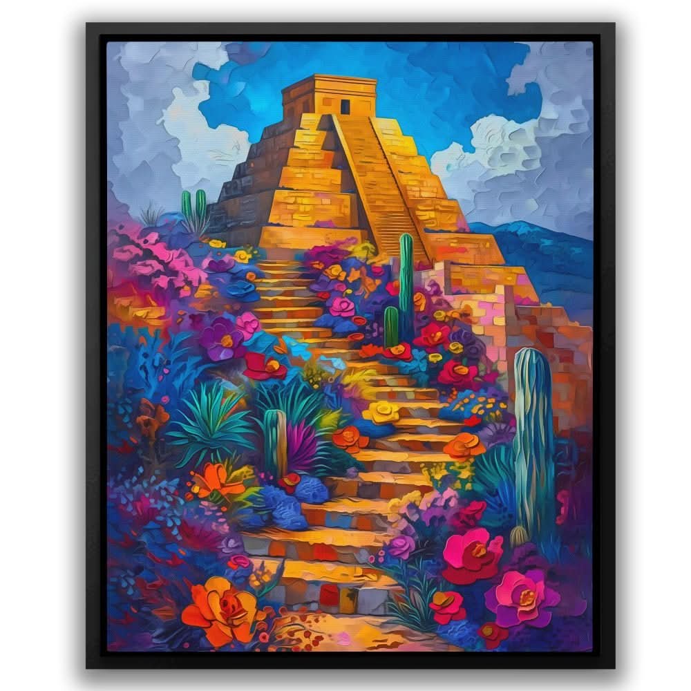 Mexican Pyramid - Contemporary Colorful Canvas Wall Art