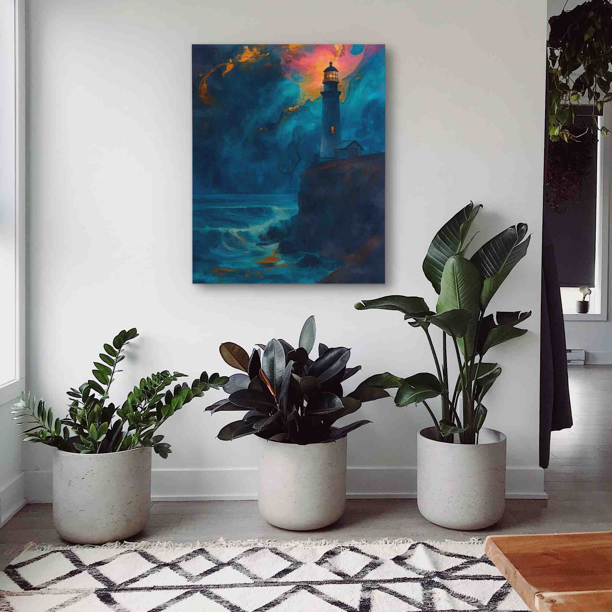 Midnight Lighthouse - Coastal Art