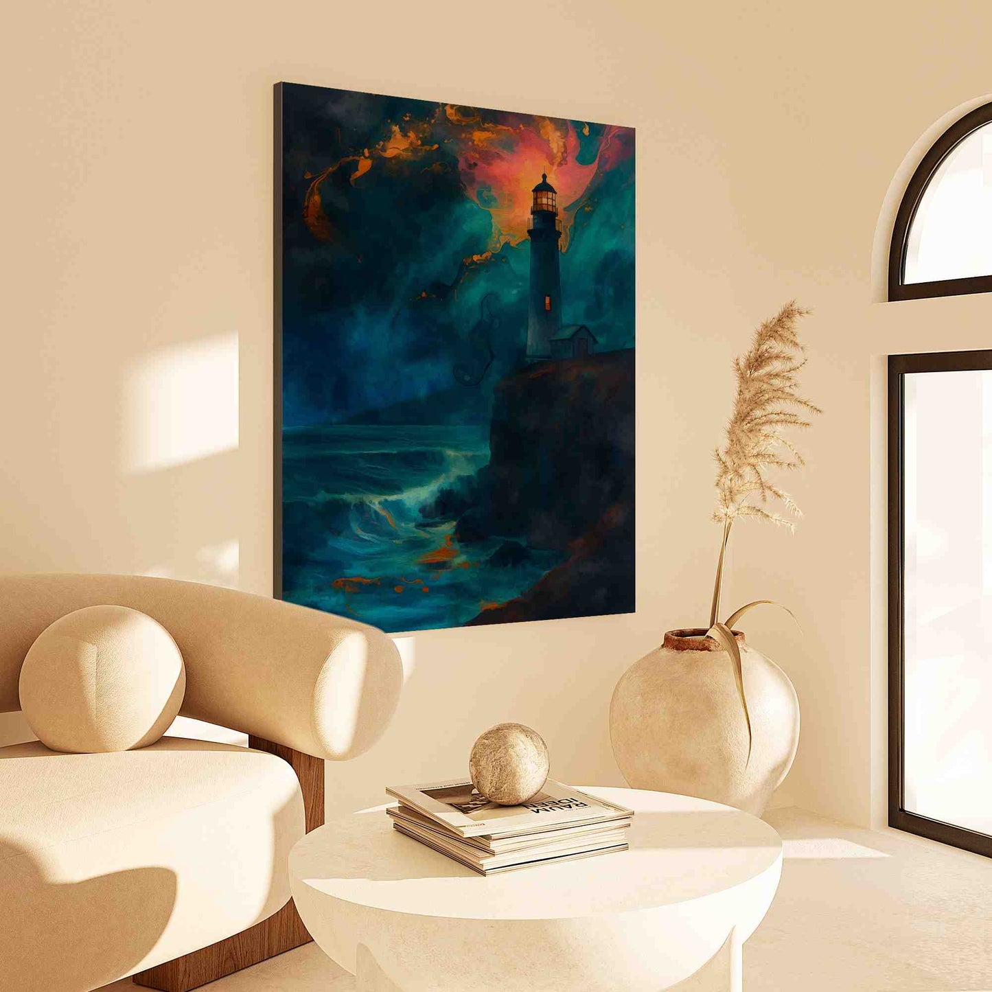 Midnight Lighthouse - Blue Wall Art