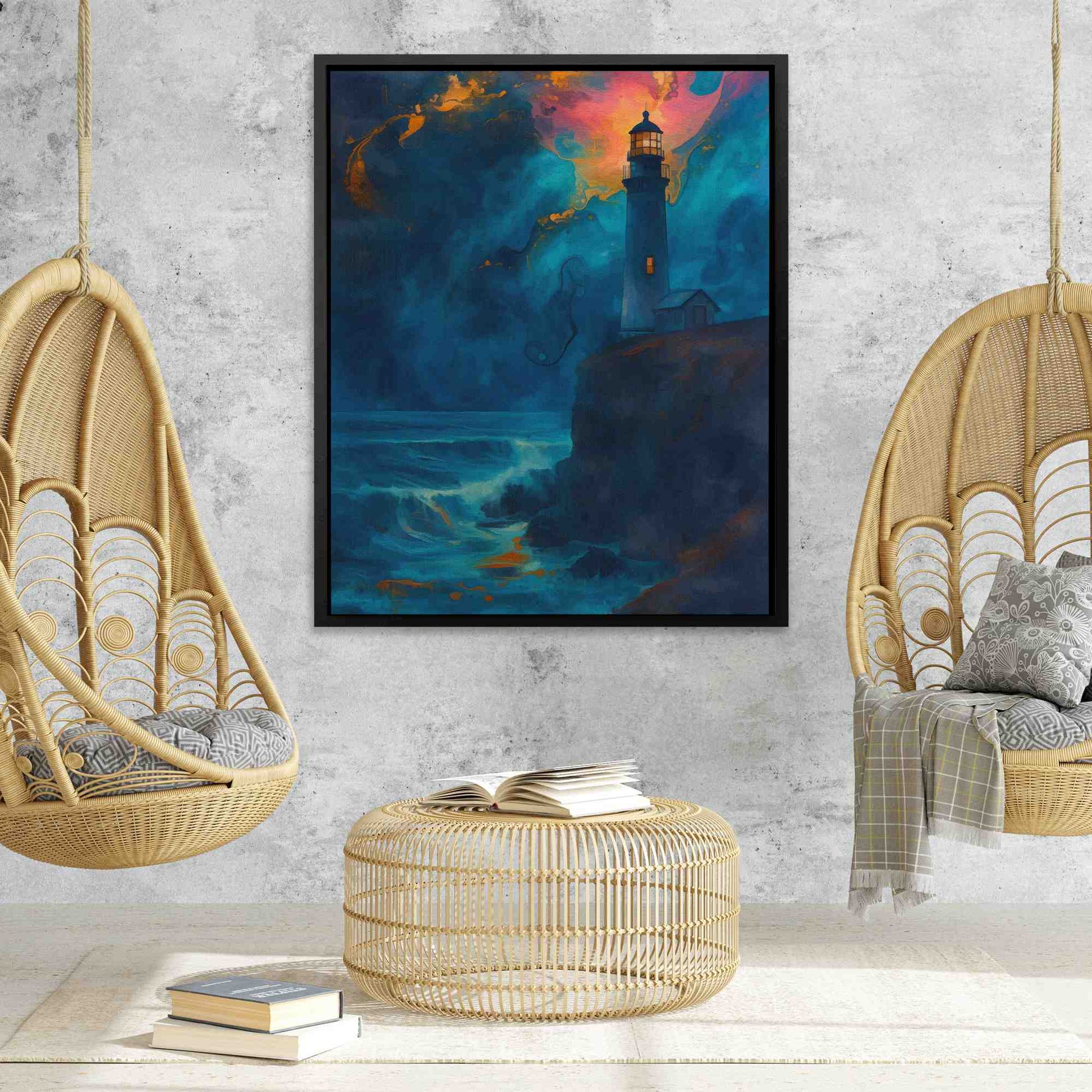 Midnight Lighthouse - Large Surrealism Canvas Print
