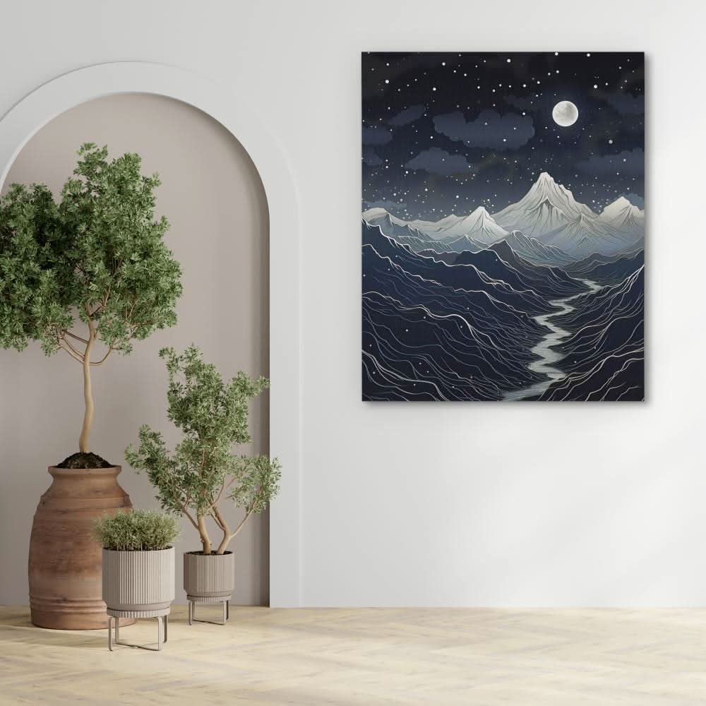 Midnight Mountains - Large Canvas Print