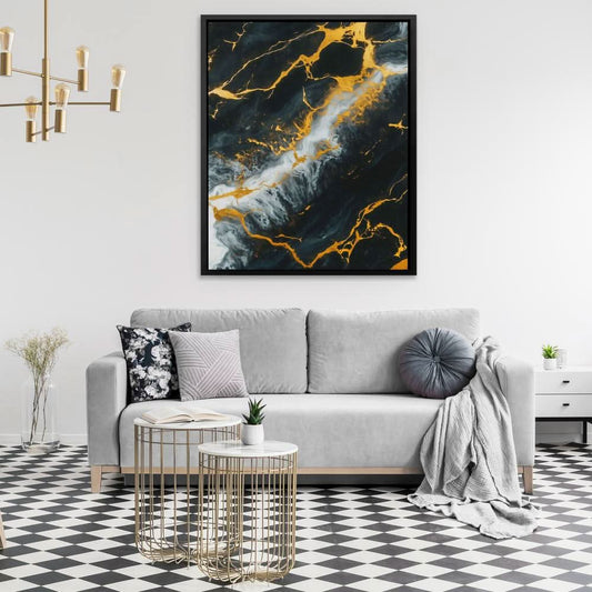 Midnight Veins - Abstract Wall Art in Black Frame