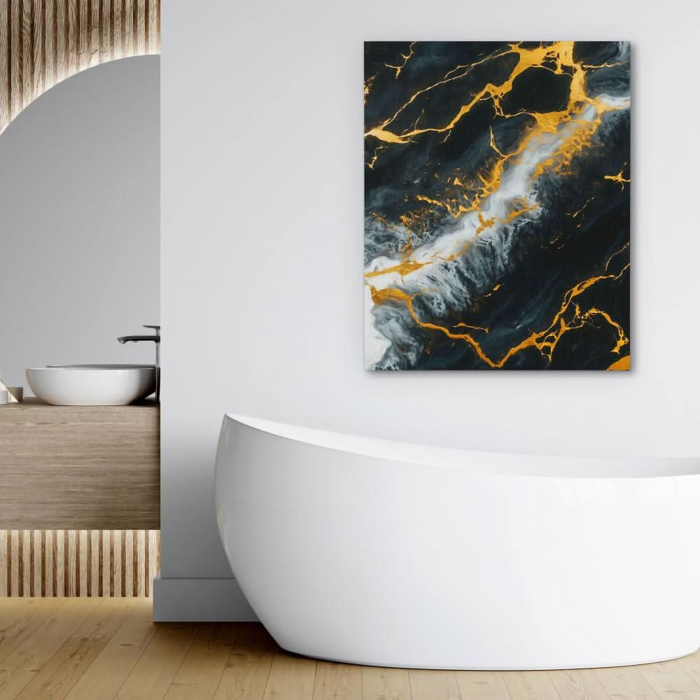 Midnight Veins - Black and Gold Canvas Print