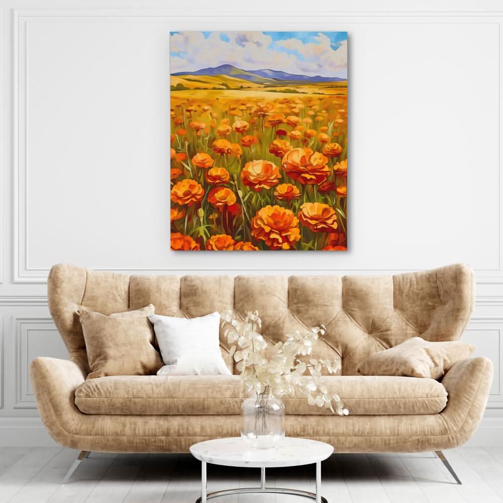 Midwestern Valley - Orange Canvas Wall Art