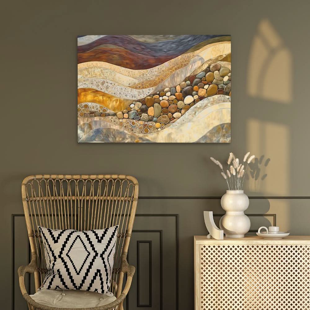 Mineral Layers - Abstract Earth Tones Canvas Wall Art