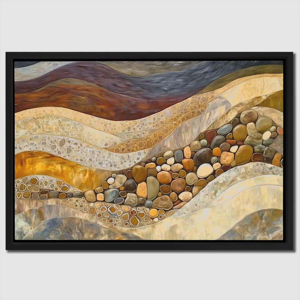 Mineral Layers - Rustic Wall Art in Black Frame