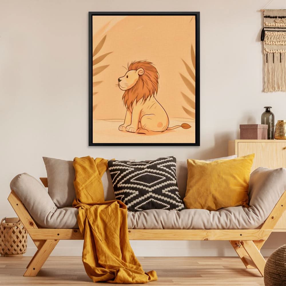 Miniature Lion - Lion Wall Art in Black Frame