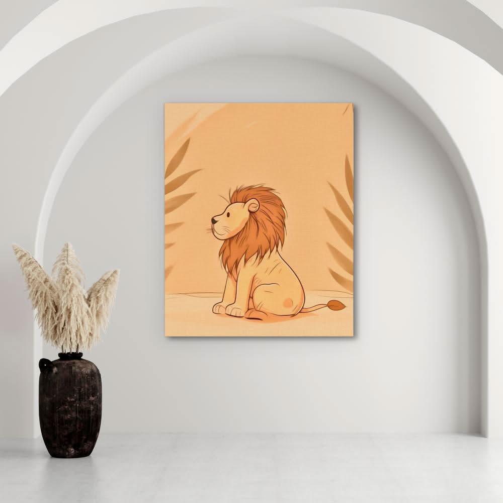 Miniature Lion - Minimalist Wall Art in Black Frame
