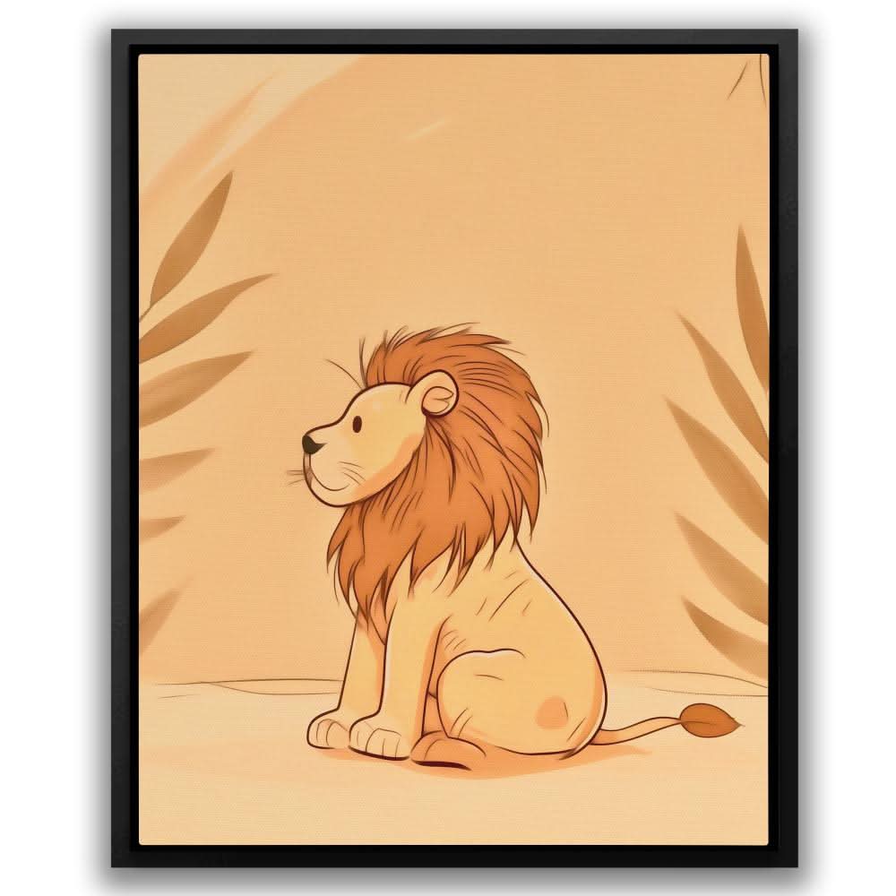 Miniature Lion - Modern Earth Tones Canvas Wall Art