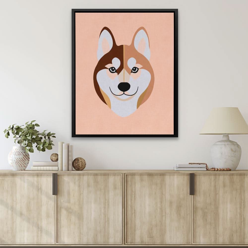 Minimal Husky - Beige Wall Art for Kids Room