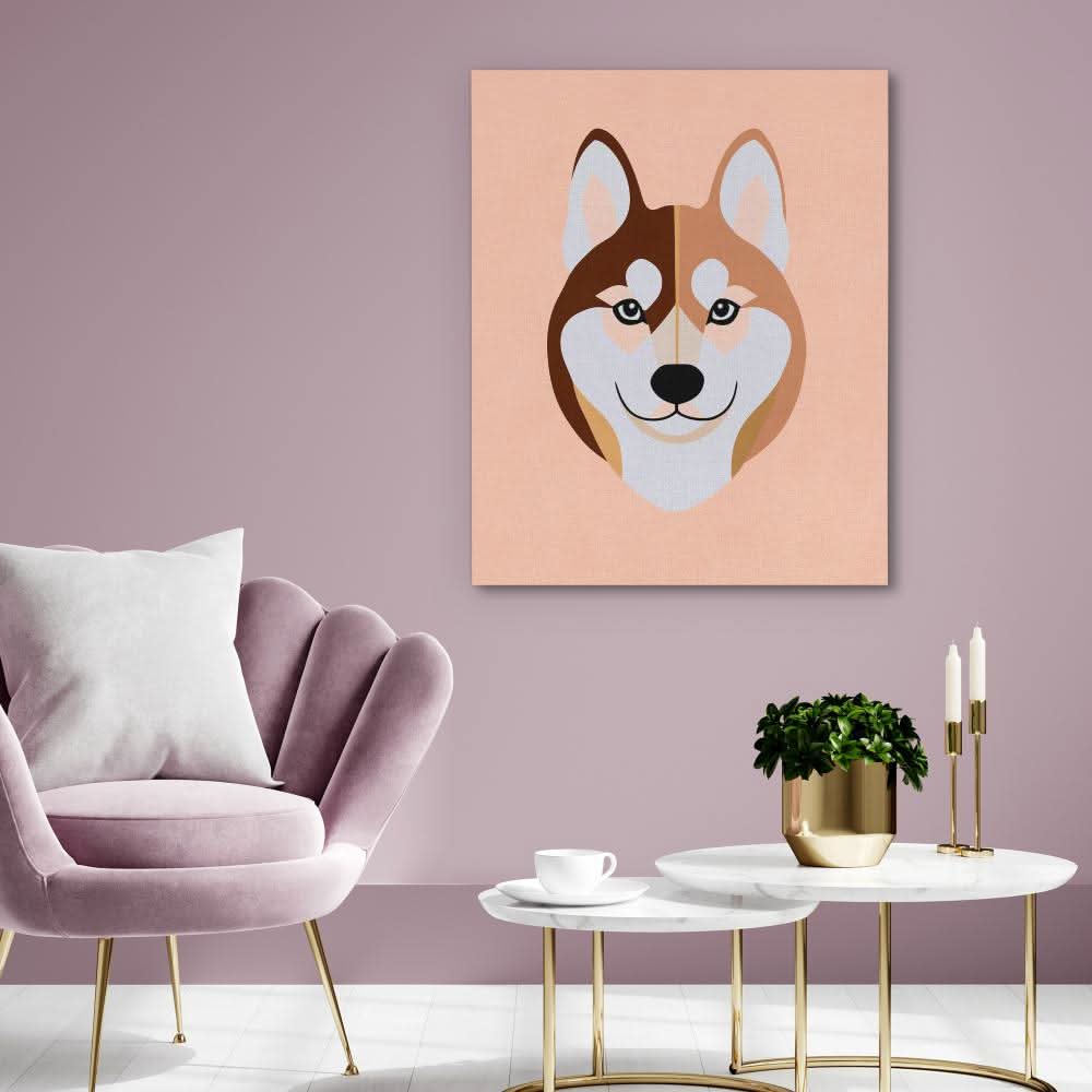 Minimal Husky - Large Contemporary Canvas Print