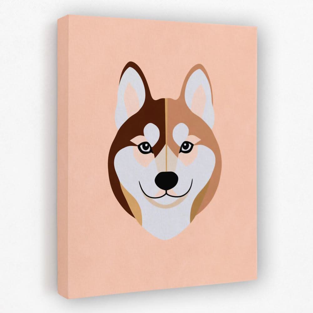 Minimal Husky - Animals Canvas Wall Art