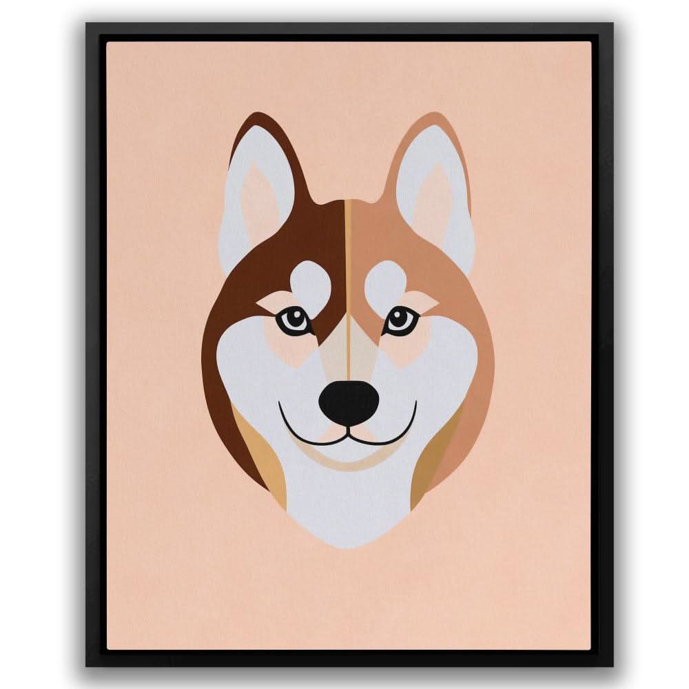 Minimal Husky - Contemporary Wall Art in Black Frame