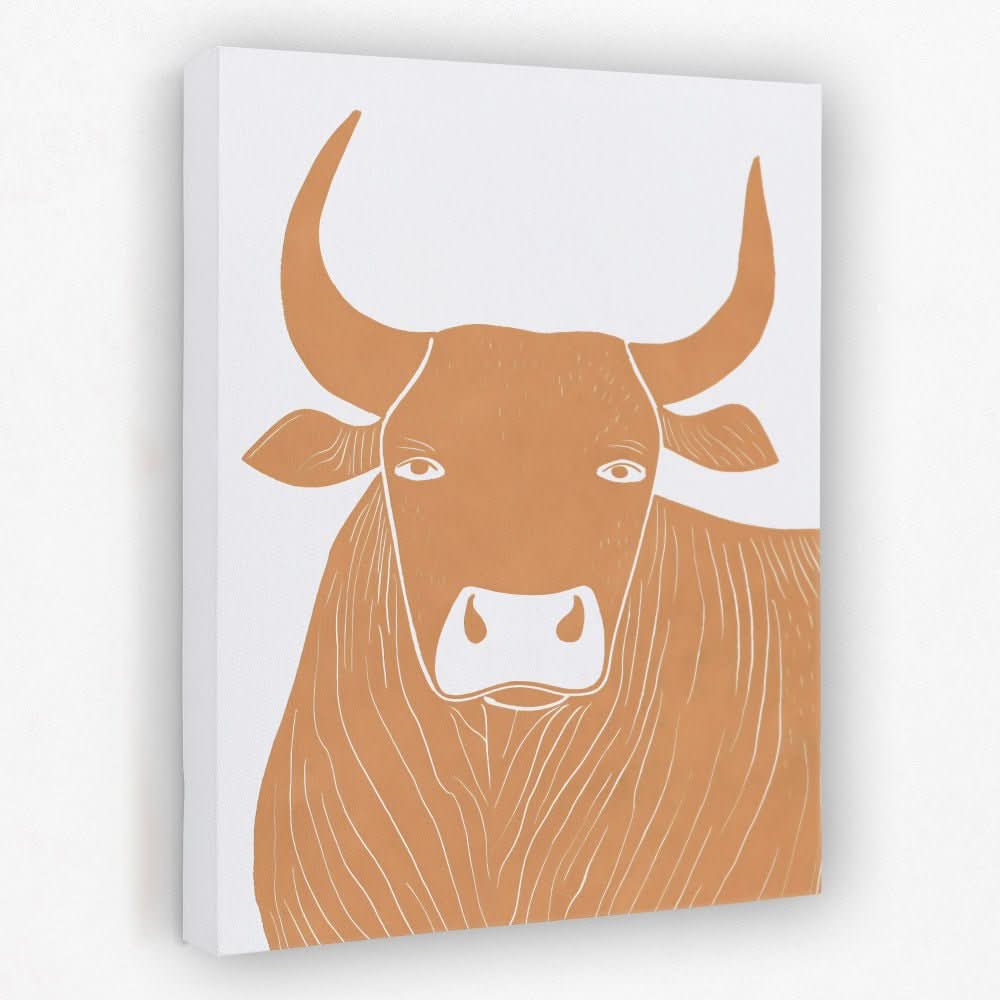 Minimal Might - Bull Canvas Wall Art