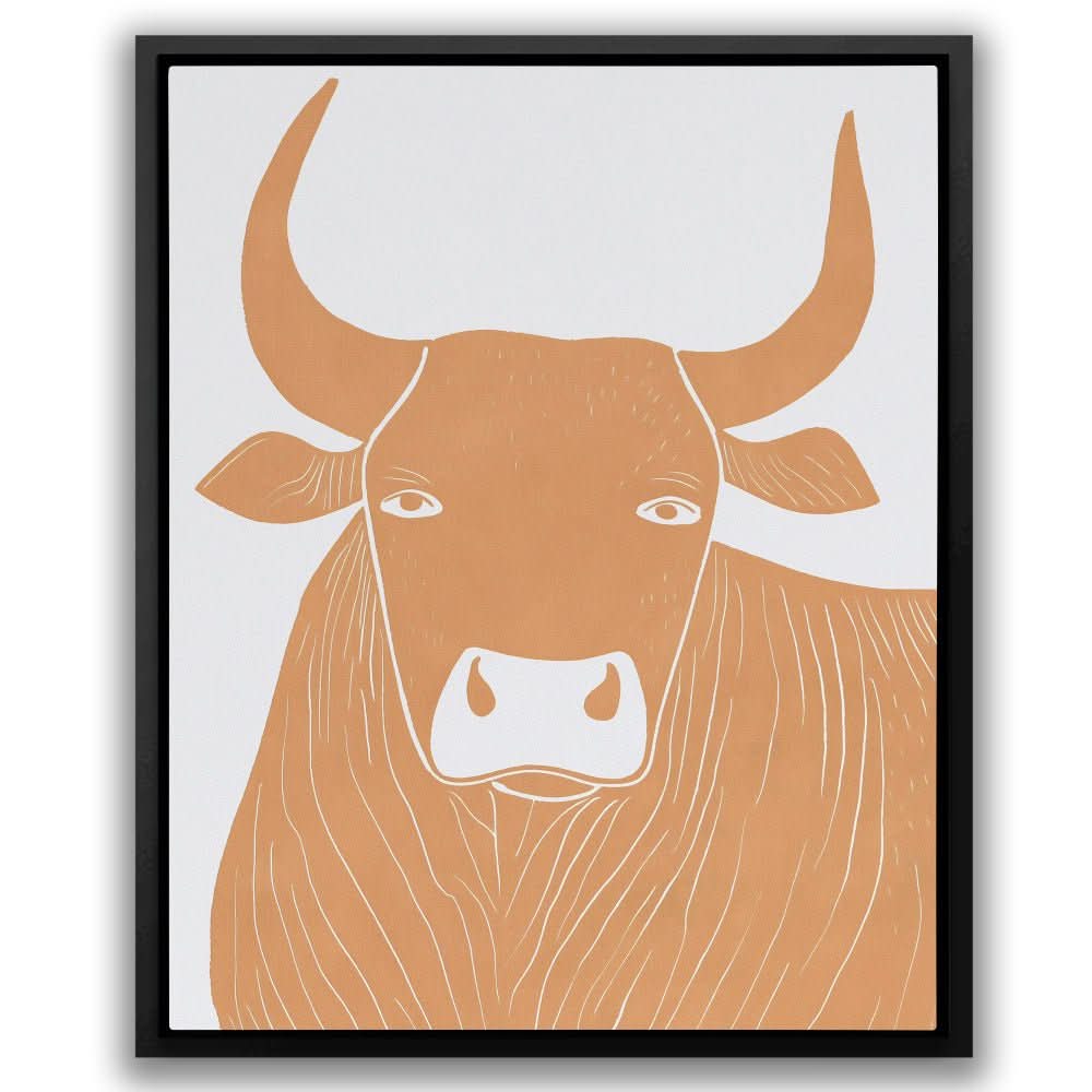 Minimal Might - Bull Art for Bedroom