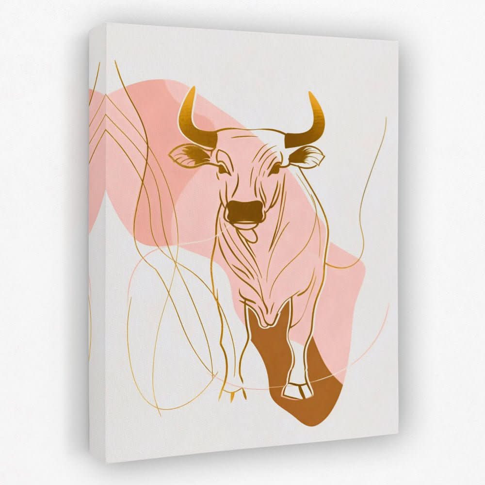 Minimalist Beast - Bull Canvas Wall Art