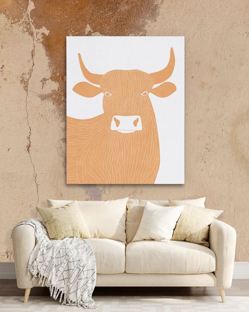 Minimalist Charge - Bull Art for Bedroom
