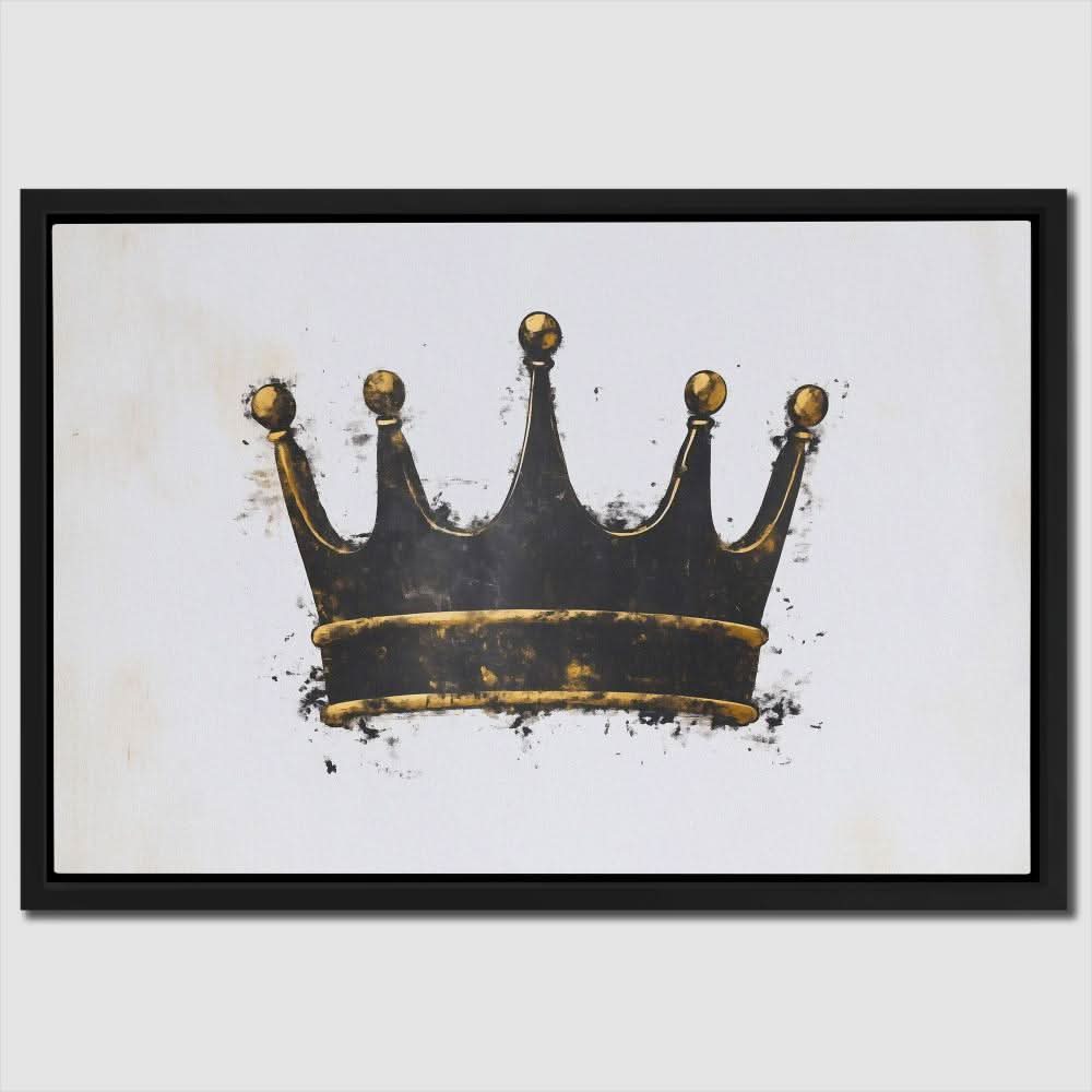 Minimalist Dark Crown - Minimalist Black and Gold Canvas Wall Art