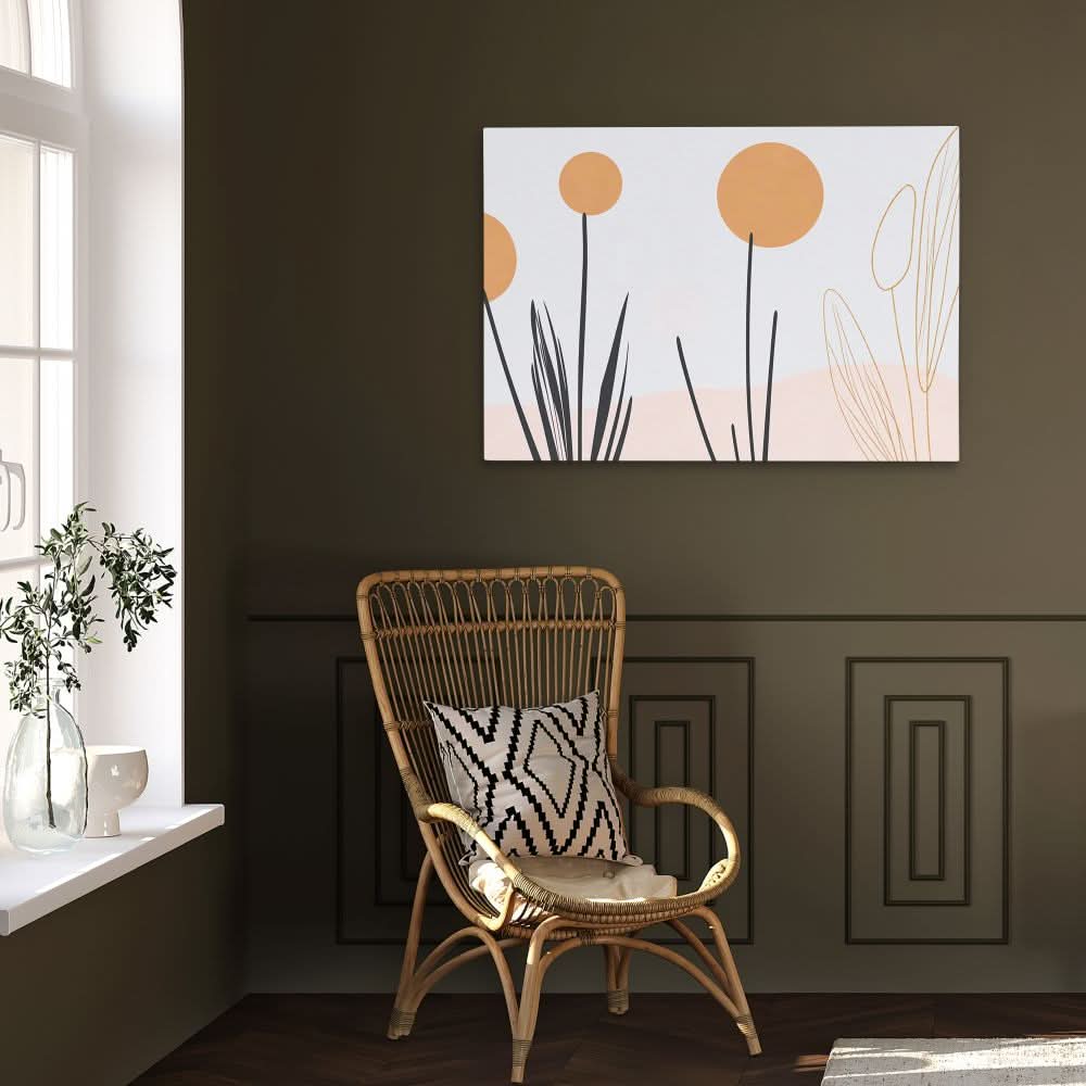 Minimalist Flowers - Line Art Wall Art in Black Frame