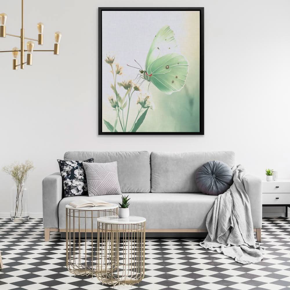 Minted Wings - Nature Wall Art in Black Frame