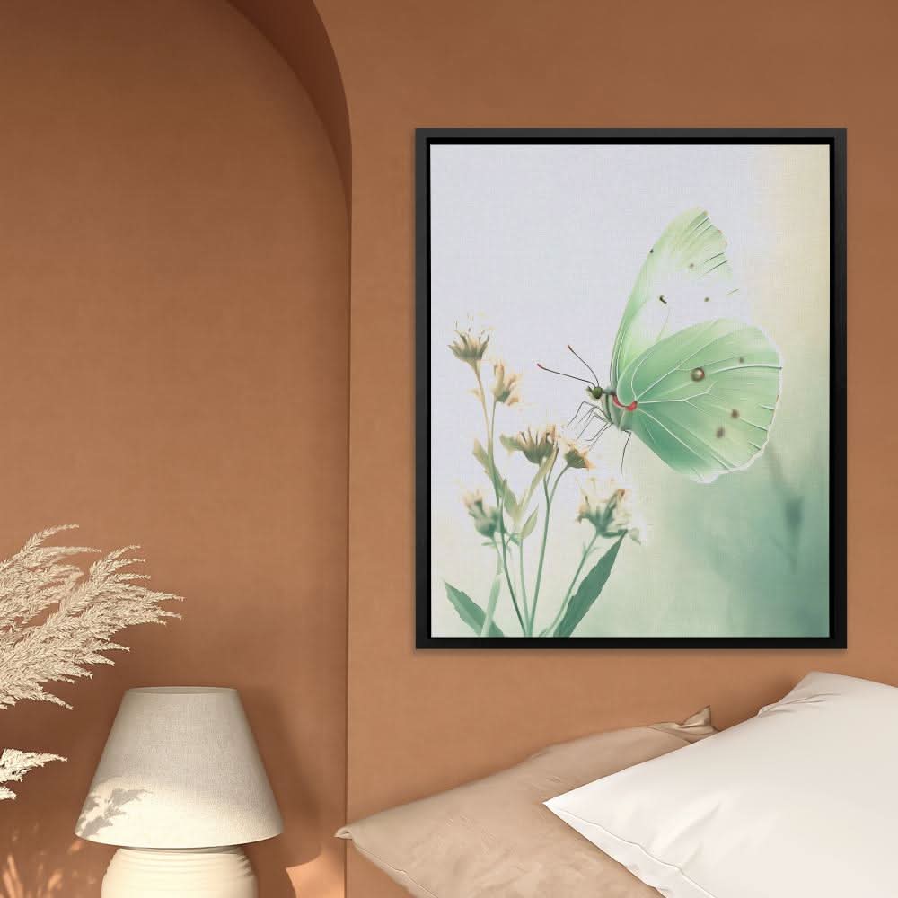 Minted Wings - Minimalist Wall Art in Black Frame