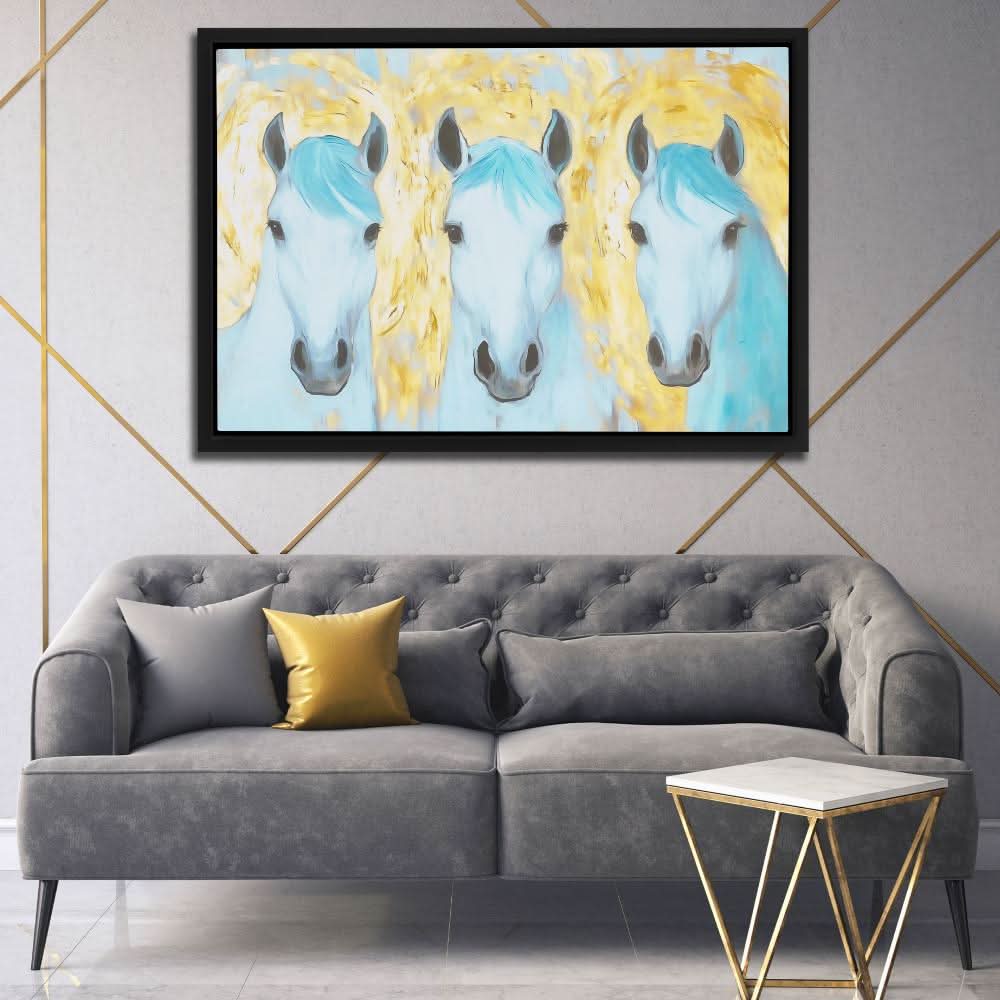 Mirrored Souls - Modern Blue Canvas Wall Art
