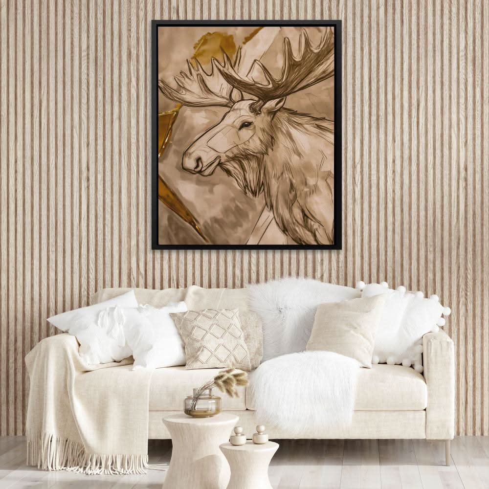 Mocha Moose - Beige Cabin Canvas Print