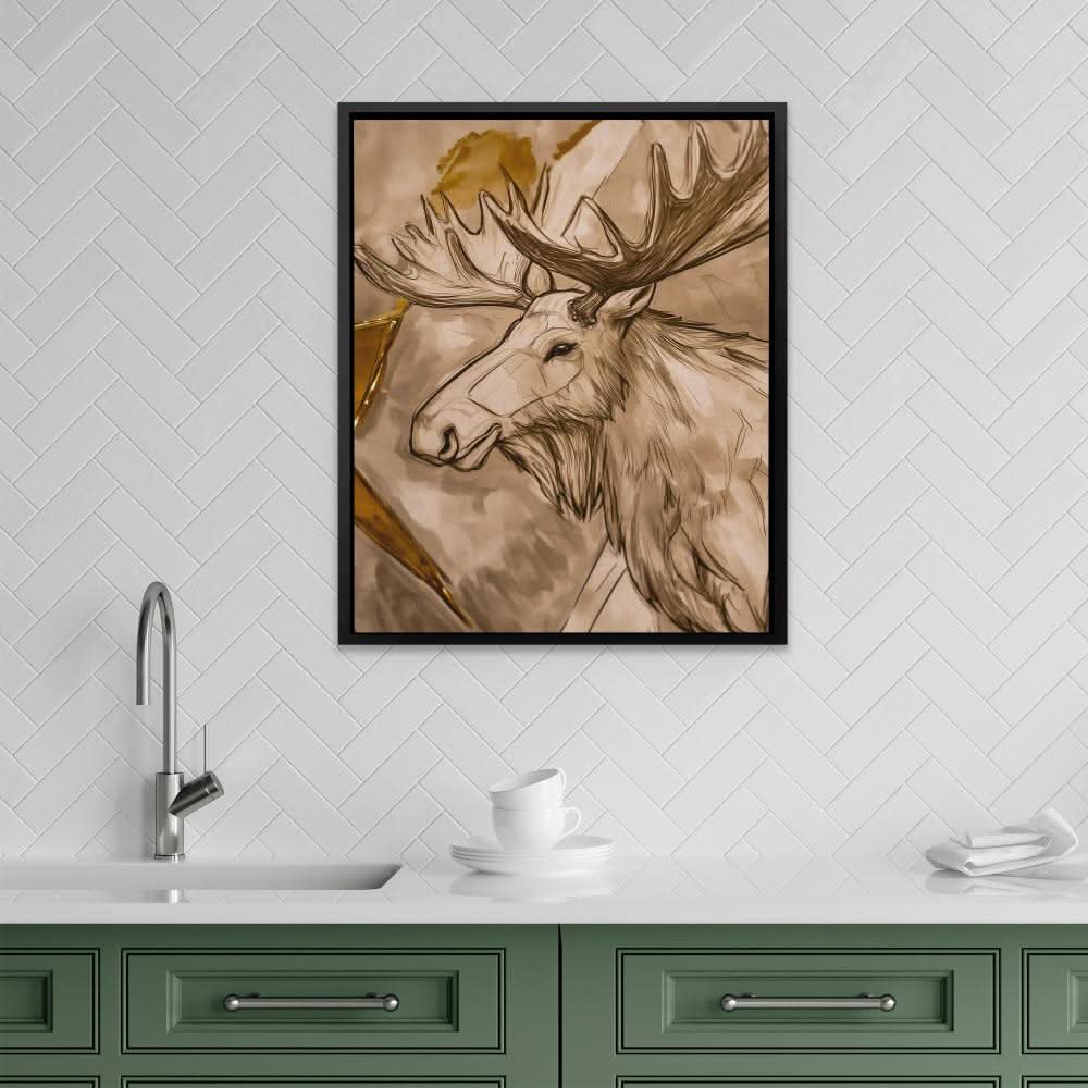 Mocha Moose - Beige Wall Art for Home Office