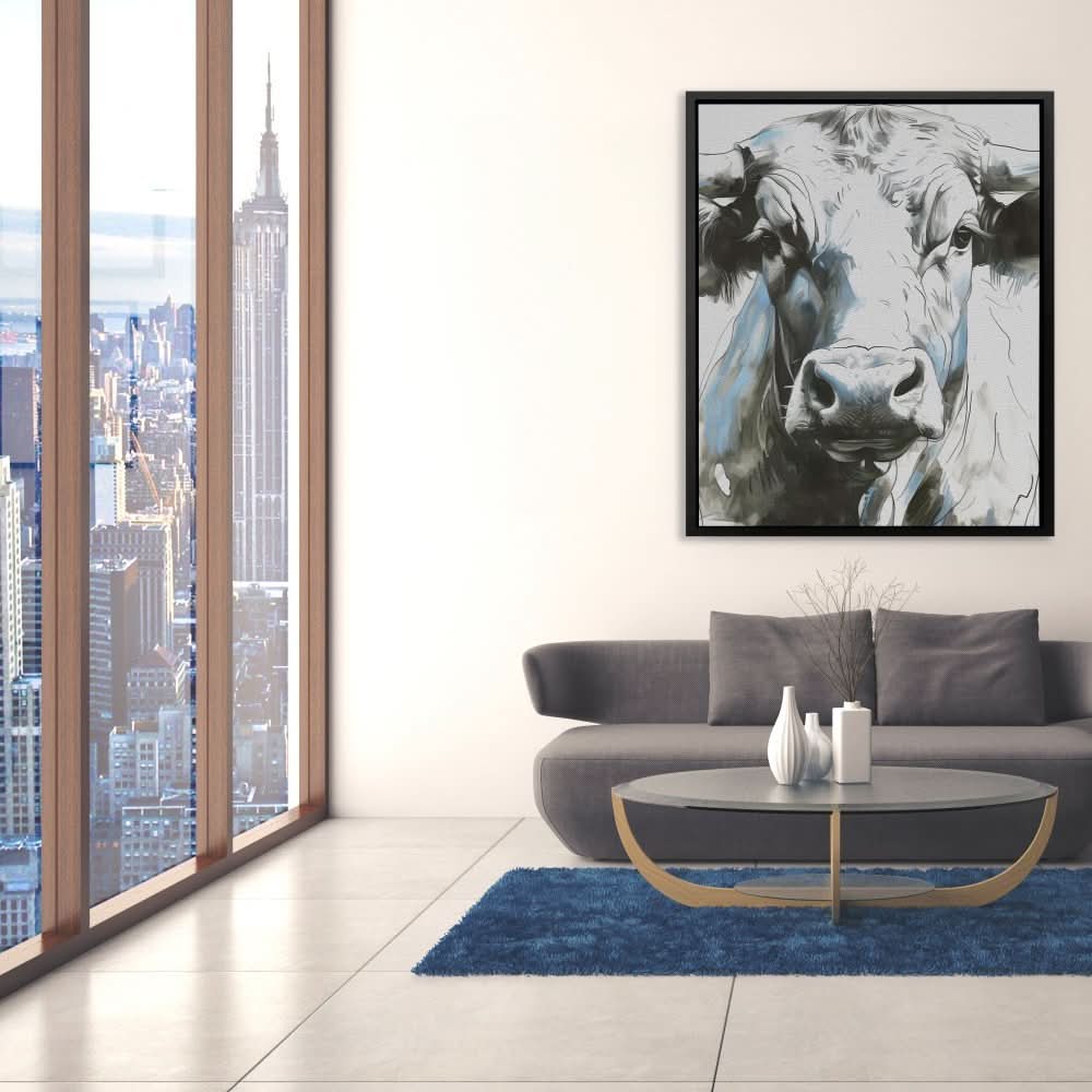 Modern Bull Portrait - Neutral Bull Canvas Print