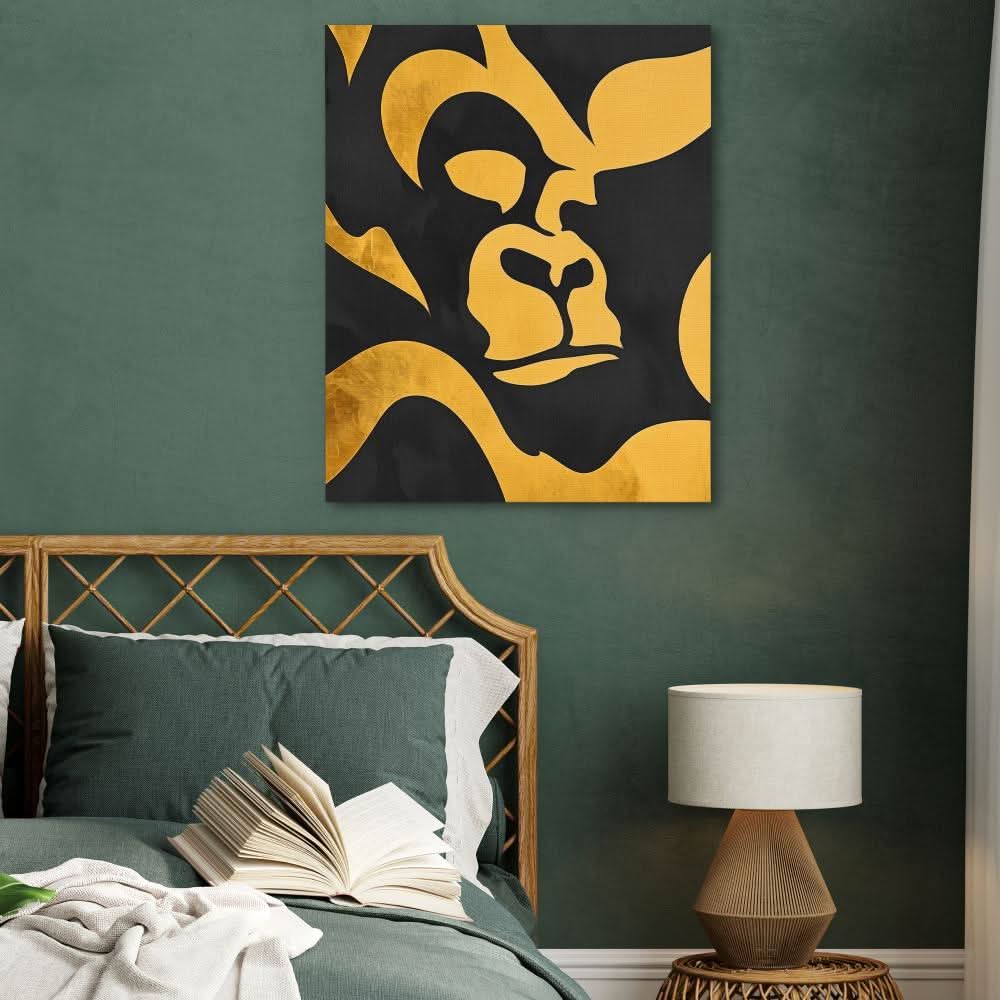 Modern Gorilla - Contemporary Black and Gold Canvas Wall Art